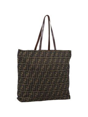 FENDI Zucca Canvas Tote Bag Nylon Brown Black